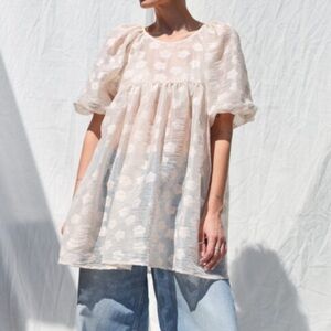 OffOn Floral Organza Puff Sleeve Dress